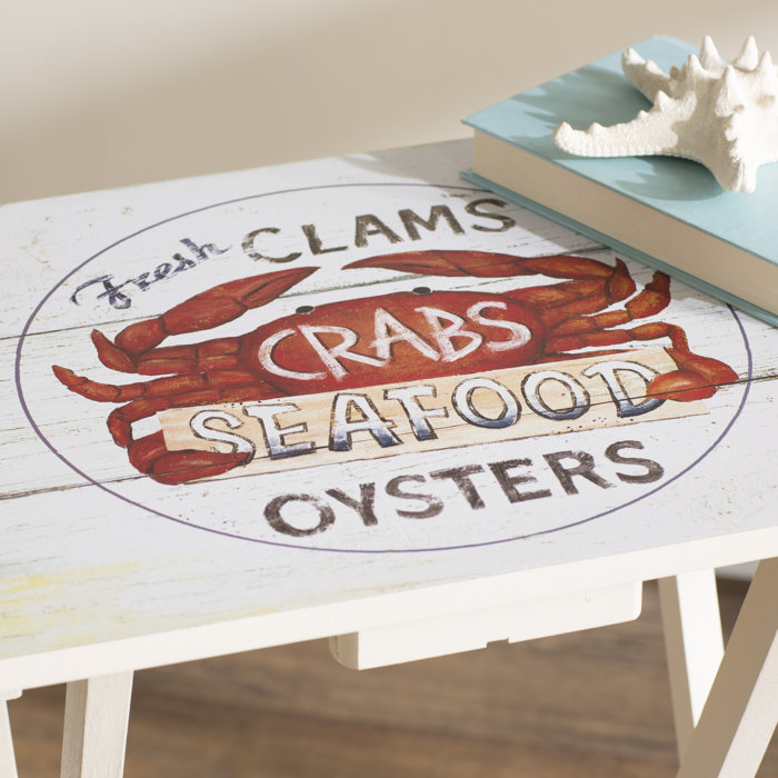 Beachcrest Home Bucholz Wood Coastal TV Tray Table Set with Stand